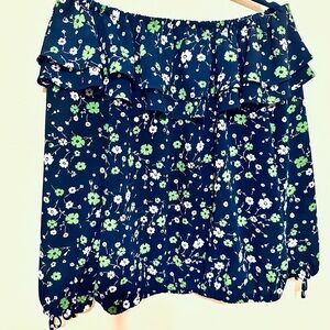 Michael Kors Floral Ruffle Off-Shoulder Top size Medium EUC